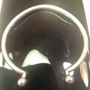 925 Sterling Silver Torque Bangle Bracelet Petite 52mm Ball Ends 10g Circa 1990s